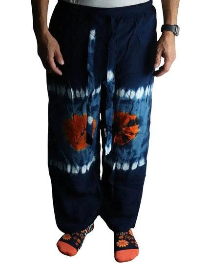 Japanese Style Lounge Pants - Teal & Orange - M - Bee my Gift