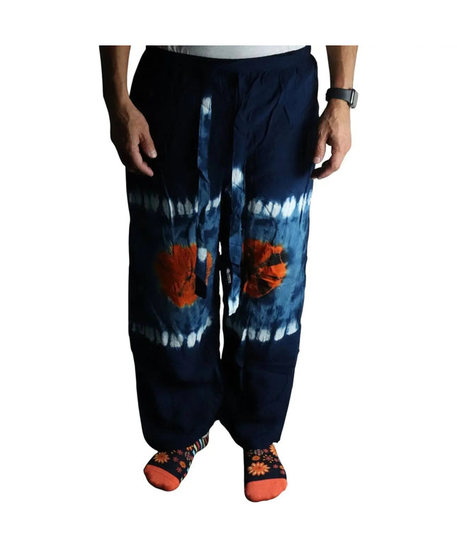 Japanese Style Lounge Pants - Teal & Orange - M - Bee my Gift