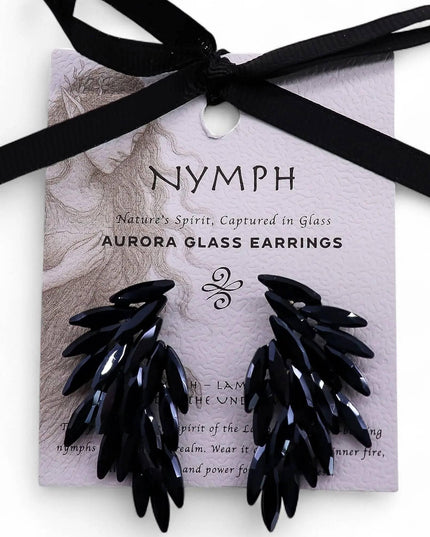 Jet Black - Vintage Glass - Angel Wings - Earrings - Bee my Gift