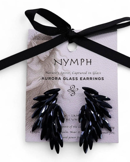 Jet Black - Vintage Glass - Angel Wings - Earrings - Bee my Gift