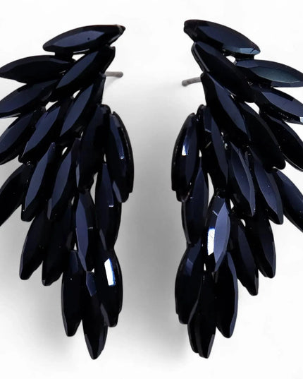 Jet Black - Vintage Glass - Angel Wings - Earrings - Bee my Gift