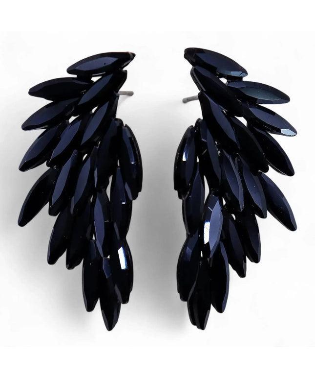 Jet Black - Vintage Glass - Angel Wings - Earrings - Bee my Gift