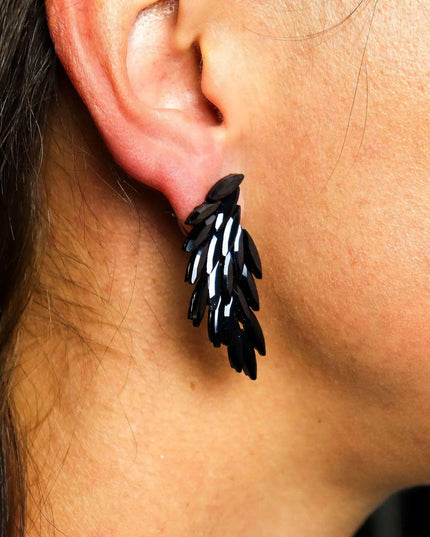 Jet Black - Vintage Glass - Angel Wings - Earrings - Bee my Gift