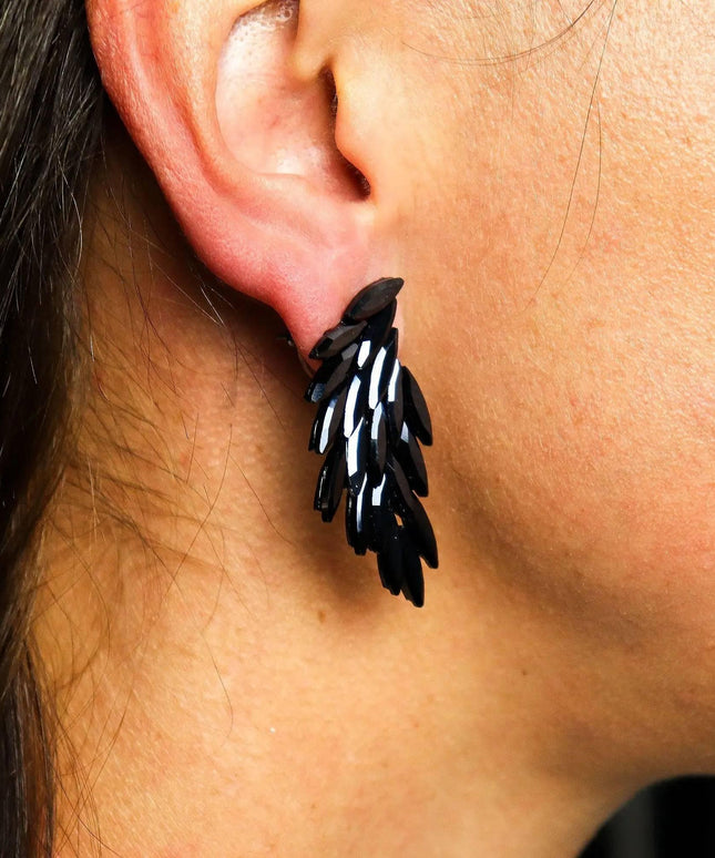 Jet Black - Vintage Glass - Angel Wings - Earrings - Bee my Gift
