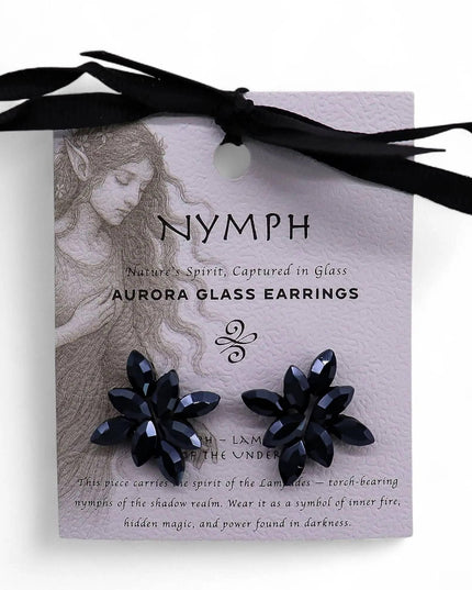 Jet Black - Vintage Glass - Flowers - Earrings - Bee my Gift