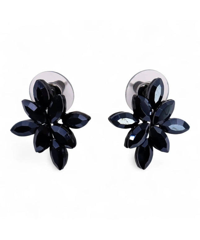 Jet Black - Vintage Glass - Flowers - Earrings - Bee my Gift