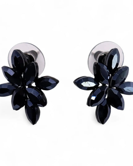 Jet Black - Vintage Glass - Flowers - Earrings - Bee my Gift