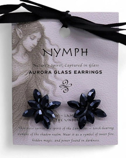Jet Black - Vintage Glass - Flowers - Earrings - Bee my Gift