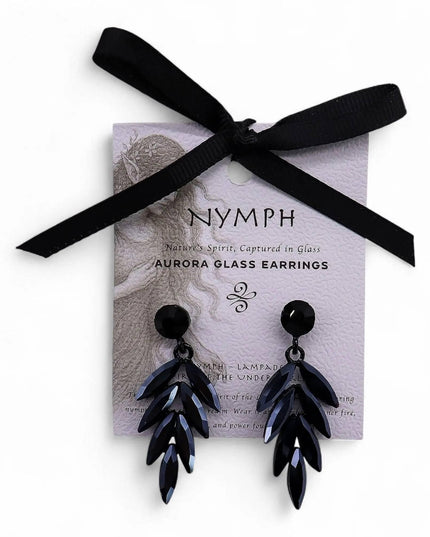Jet Black - Vintage Glass - Long Drop - Earrings - Bee my Gift