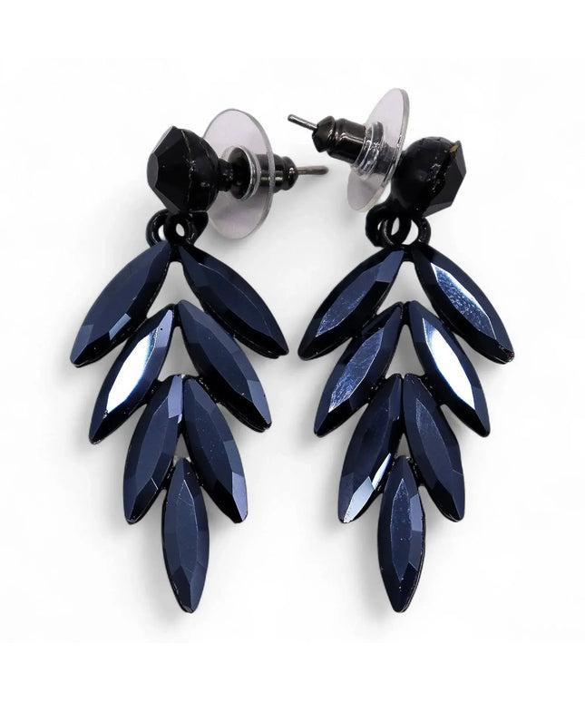 Jet Black - Vintage Glass - Long Drop - Earrings - Bee my Gift