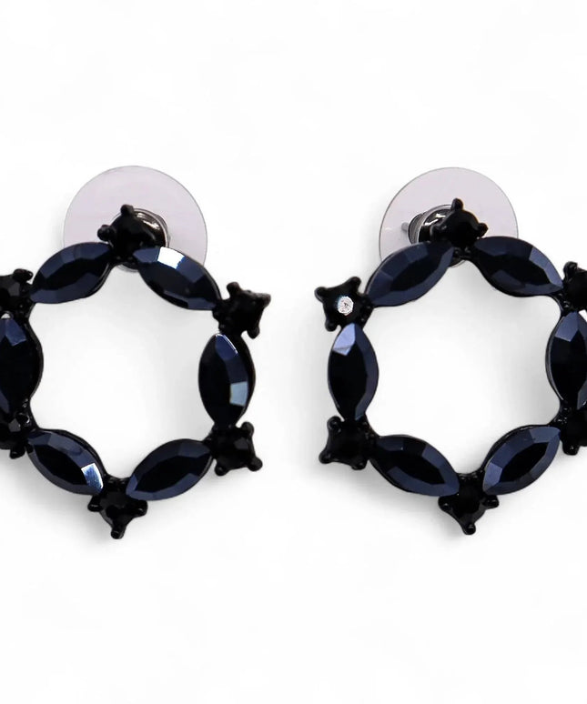 Jet Black - Vintage Glass - Loop - Earrings - Bee my Gift