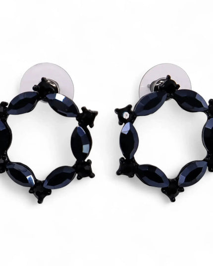 Jet Black - Vintage Glass - Loop - Earrings - Bee my Gift
