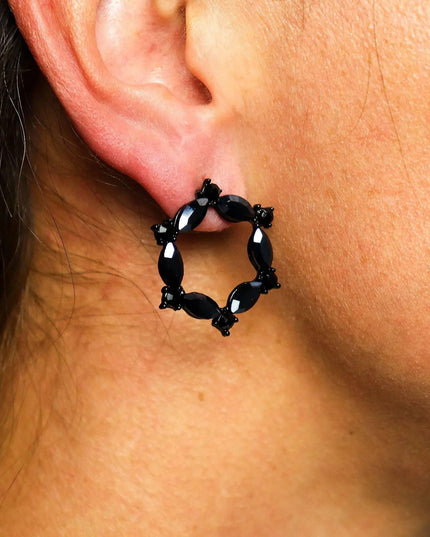 Jet Black - Vintage Glass - Loop - Earrings - Bee my Gift