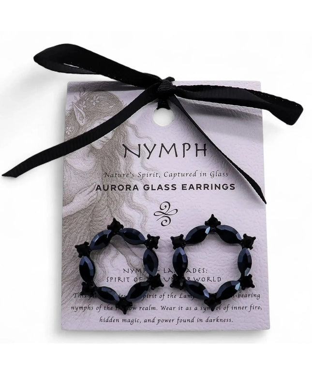 Jet Black - Vintage Glass - Loop - Earrings - Bee my Gift