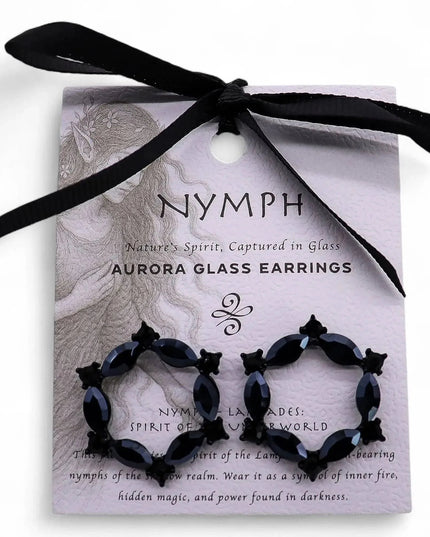Jet Black - Vintage Glass - Loop - Earrings - Bee my Gift