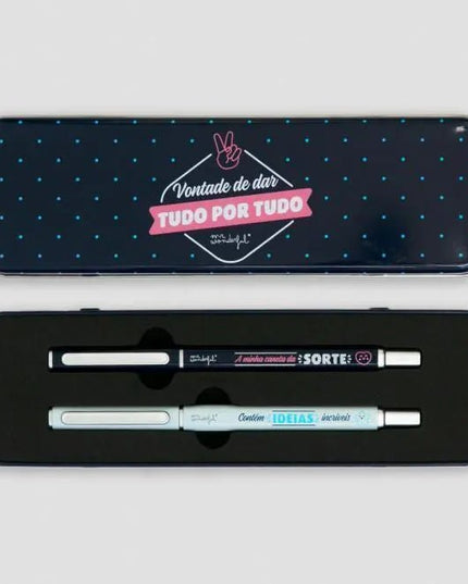 KIT de duas canetas estojo para apontar ideias porreiras - Bee my Gift