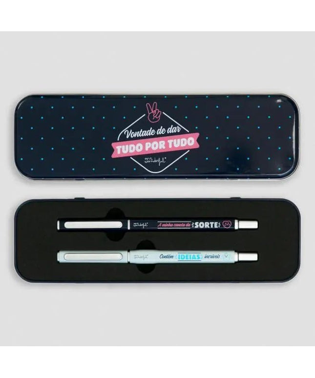 KIT de duas canetas estojo para apontar ideias porreiras - Bee my Gift