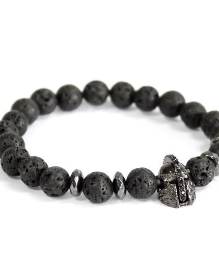 Knight's Helmet / Lava Stone - Gemstone Bracelet - Bee my Gift