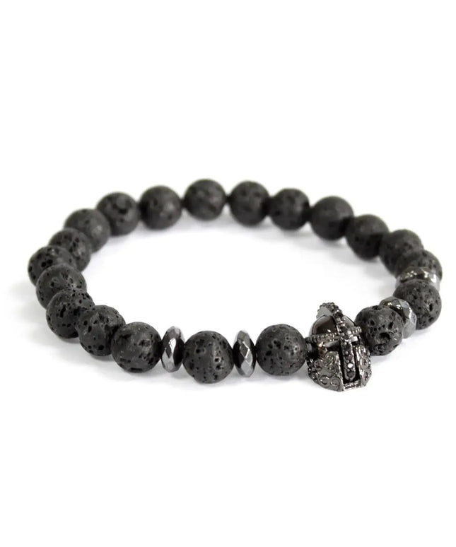 Knight's Helmet / Lava Stone - Gemstone Bracelet - Bee my Gift