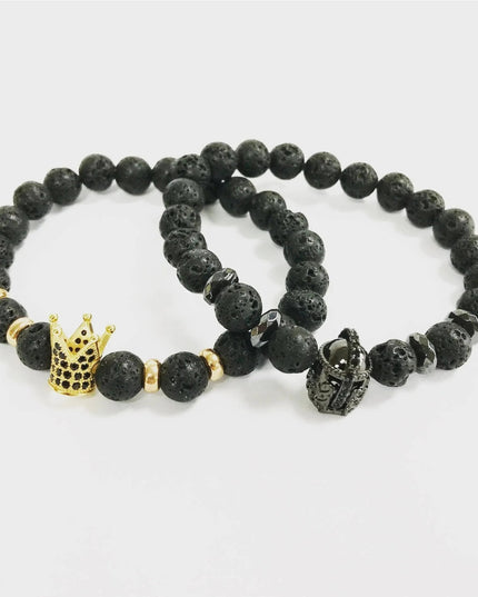 Knight's Helmet / Lava Stone - Gemstone Bracelet - Bee my Gift