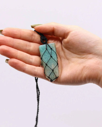 Laced Gemstone Flat Point Pendant - Amazonite - Bee my Gift