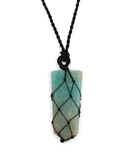 Laced Gemstone Flat Point Pendant - Amazonite - Bee my Gift