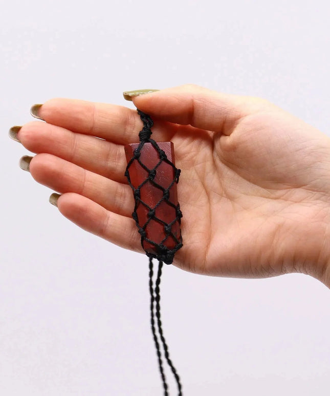 Laced Gemstone Flat Point Pendant - Red Jasper - Bee my Gift