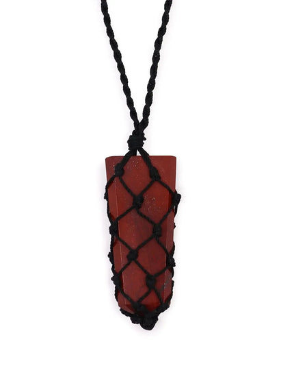 Laced Gemstone Flat Point Pendant - Red Jasper - Bee my Gift