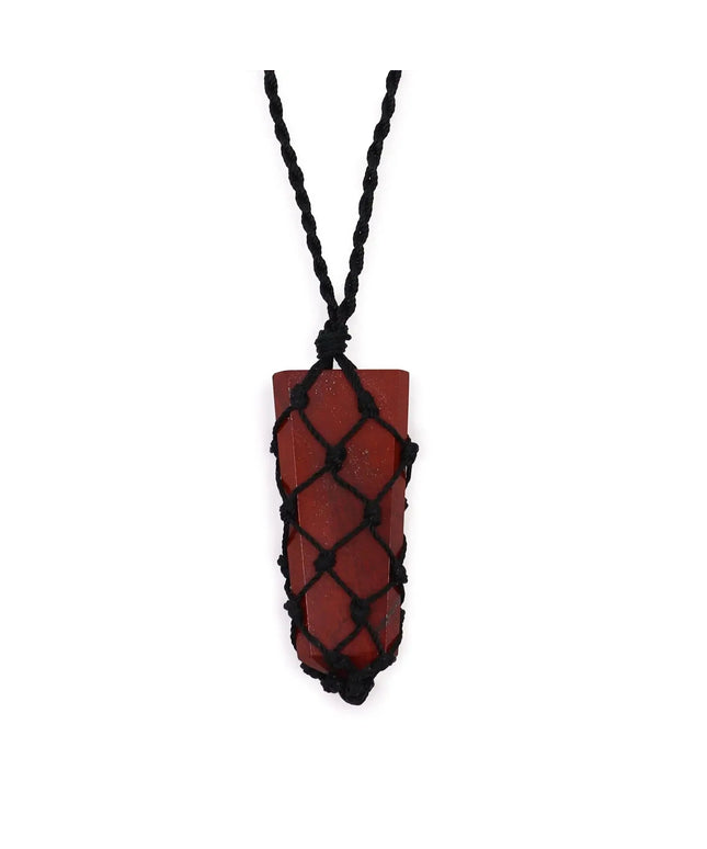 Laced Gemstone Flat Point Pendant - Red Jasper - Bee my Gift
