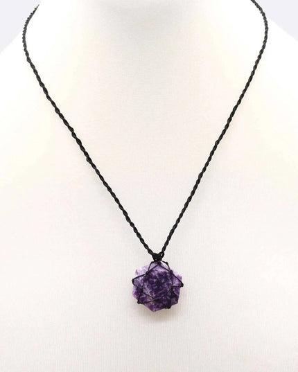 Laced Gemstone Hexagon Pendant - Lepidolite - Bee my Gift