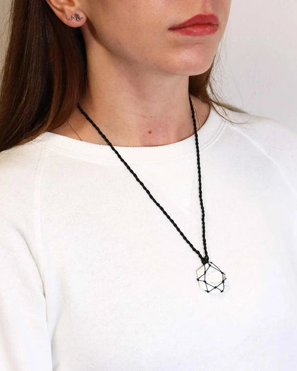 Laced Gemstone Hexagon Pendant - White Howlite - Bee my Gift