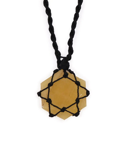Laced Gemstone Hexagon Pendant - Yellow Quartz - Bee my Gift