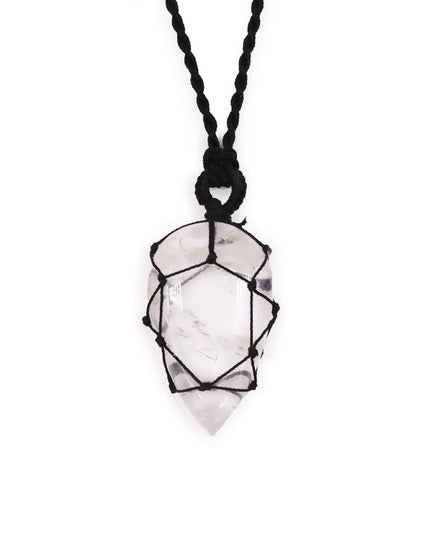 Laced Gemstone Teardrop Pendant - Rock Quartz - Bee my Gift