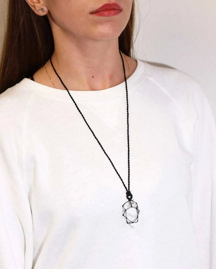 Laced Gemstone Teardrop Pendant - Rock Quartz - Bee my Gift