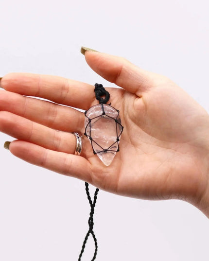 Laced Gemstone Teardrop Pendant - Rock Quartz - Bee my Gift
