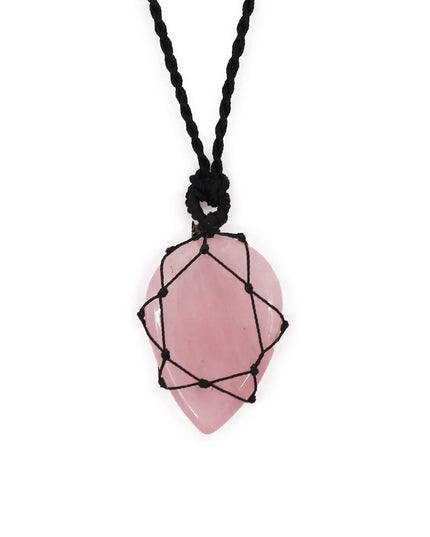 Laced Gemstone Teardrop Pendant - Rose Quartz - Bee my Gift