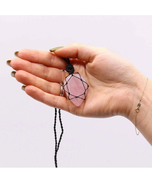Laced Gemstone Teardrop Pendant - Rose Quartz - Bee my Gift