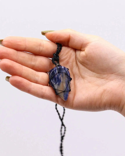 Laced Gemstone Teardrop Pendant - Sodalite - Bee my Gift