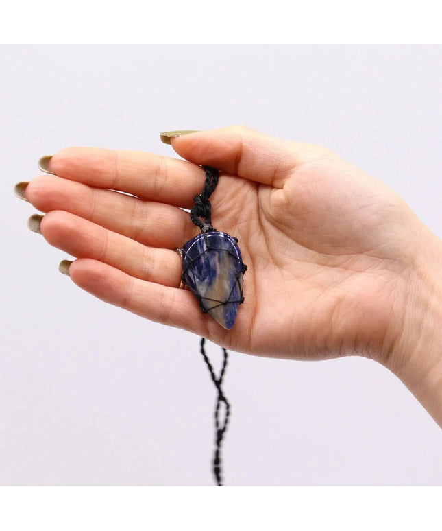 Laced Gemstone Teardrop Pendant - Sodalite - Bee my Gift
