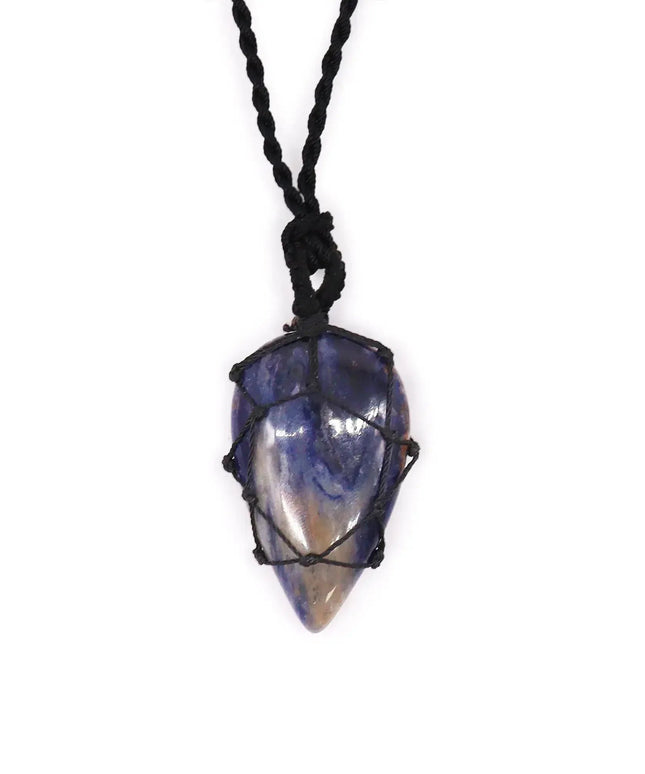 Laced Gemstone Teardrop Pendant - Sodalite - Bee my Gift