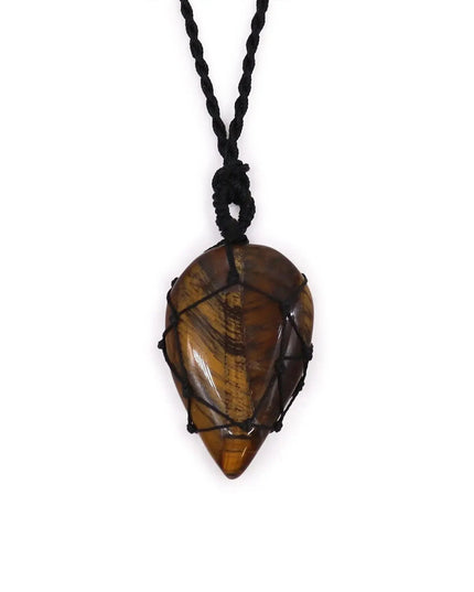 Laced Gemstone Teardrop Pendant - Tigereye - Bee my Gift
