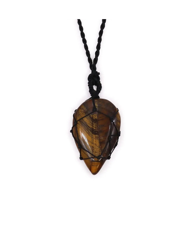 Laced Gemstone Teardrop Pendant - Tigereye - Bee my Gift