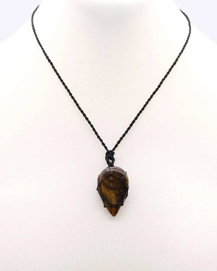 Laced Gemstone Teardrop Pendant - Tigereye - Bee my Gift
