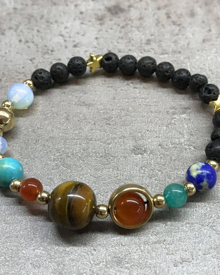 Lava Stone Bracelet - Gold Solar System - Bee my Gift