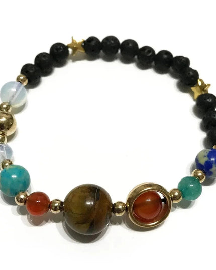 Lava Stone Bracelet - Gold Solar System - Bee my Gift