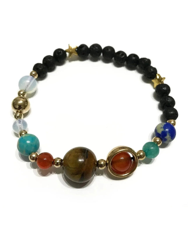 Lava Stone Bracelet - Gold Solar System - Bee my Gift