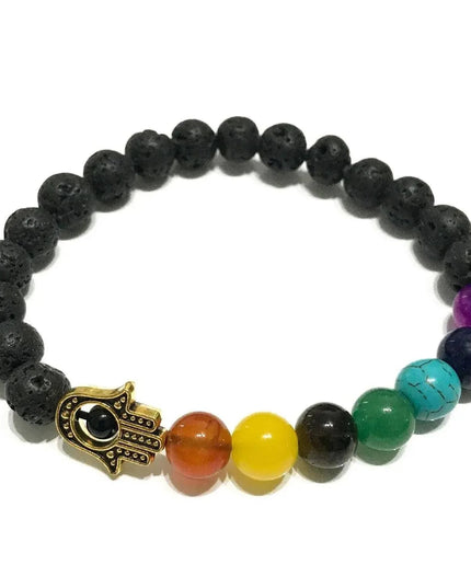 Lava Stone Bracelet - Hamsa Chakra - Bee my Gift