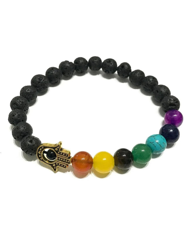Lava Stone Bracelet - Hamsa Chakra - Bee my Gift