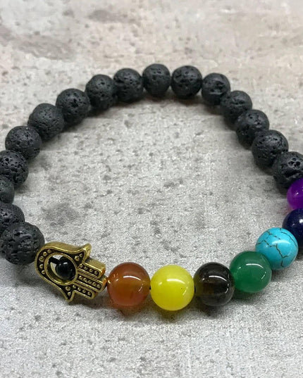 Lava Stone Bracelet - Hamsa Chakra - Bee my Gift