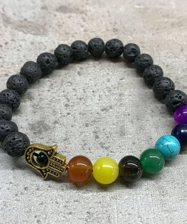 Lava Stone Bracelet - Hamsa Chakra - Bee my Gift